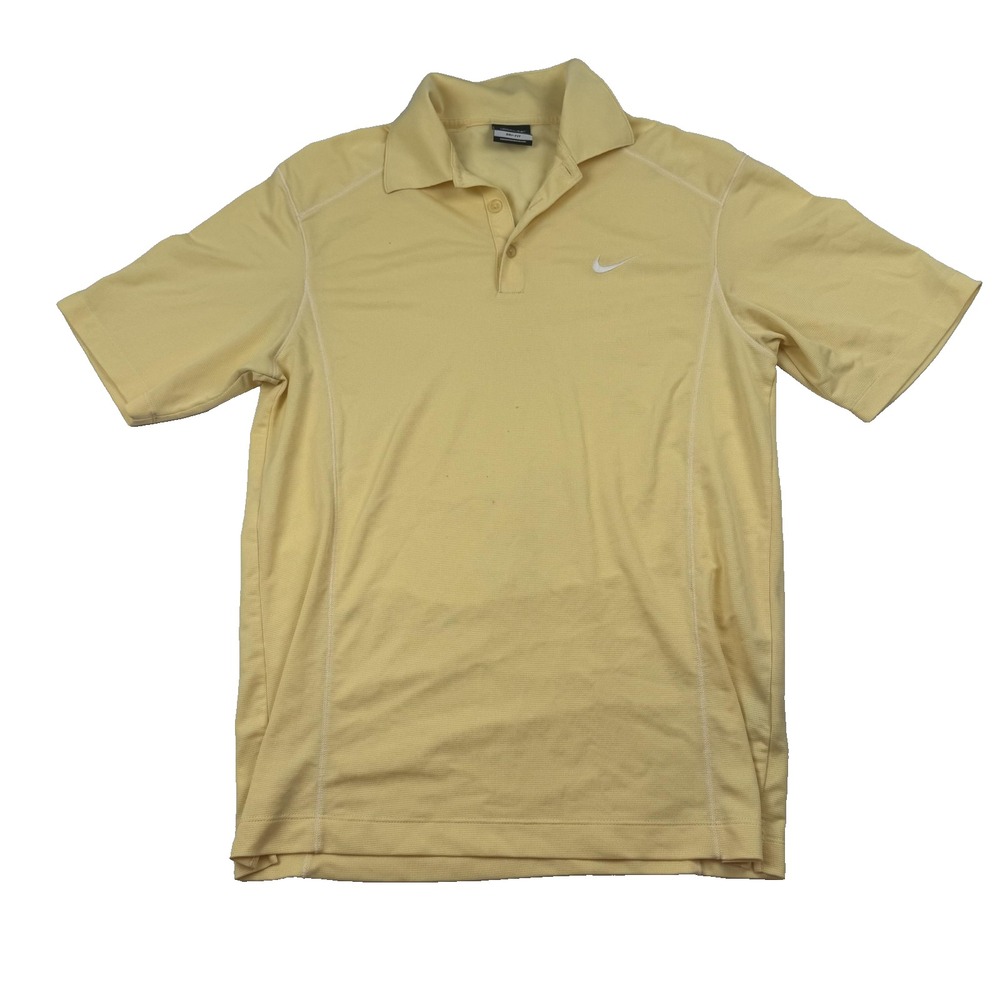 Nike Golf Polo Shirt Mens Medium Yellow Dri-Fit Performance Athletic Lightweight